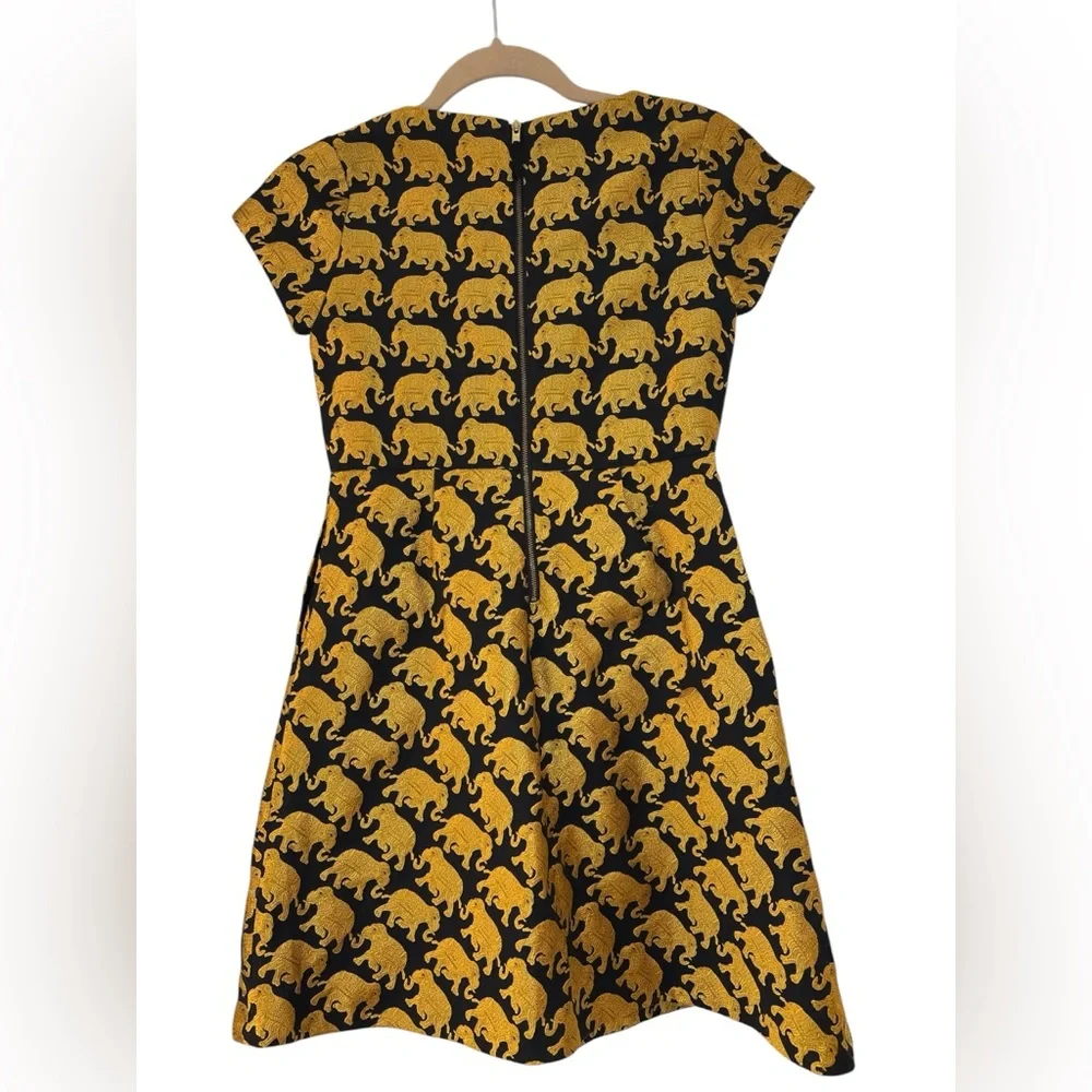 Crewcuts J. Crew Girl’s Size 12 Dress Elephants Gold Black Lined - Picture 2 of 9